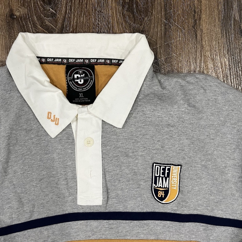 Vintage Def Jam University Colorblock Striped Rugby Shirt Y2K XL View 6